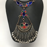 Handmade Afghan Tribal Kuchi Multi-Color Glass Bells Boho ATS Necklace, KN387