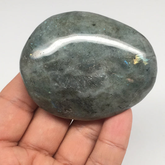 105.4g,2.6"x2"x0.7" Labradorite Palm-stone Tumbled Reiki @Madagascar,MSP318