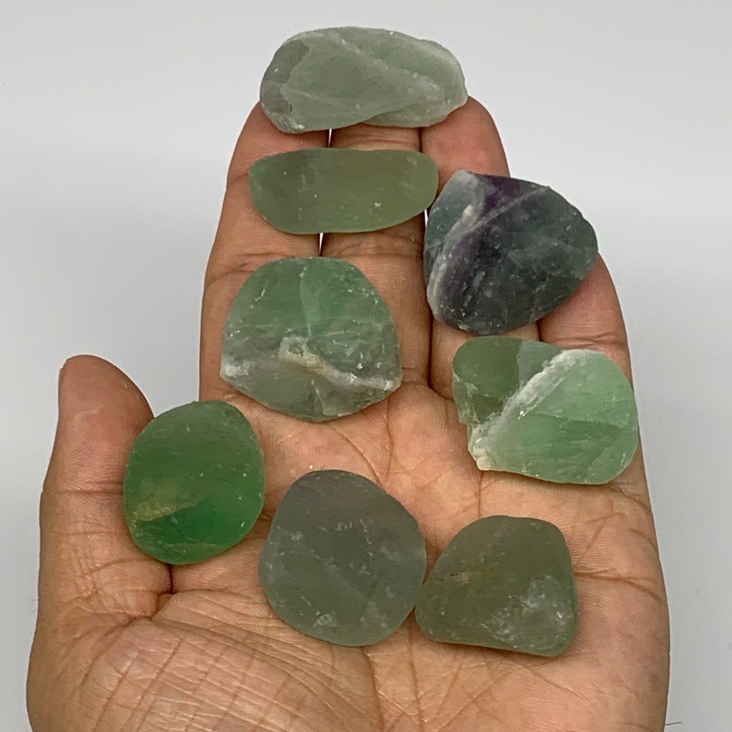 148g,0.9"-1.4", 8pcs, Fluorite Tumbled Rough/Semi- Polished @Mexico, B18723