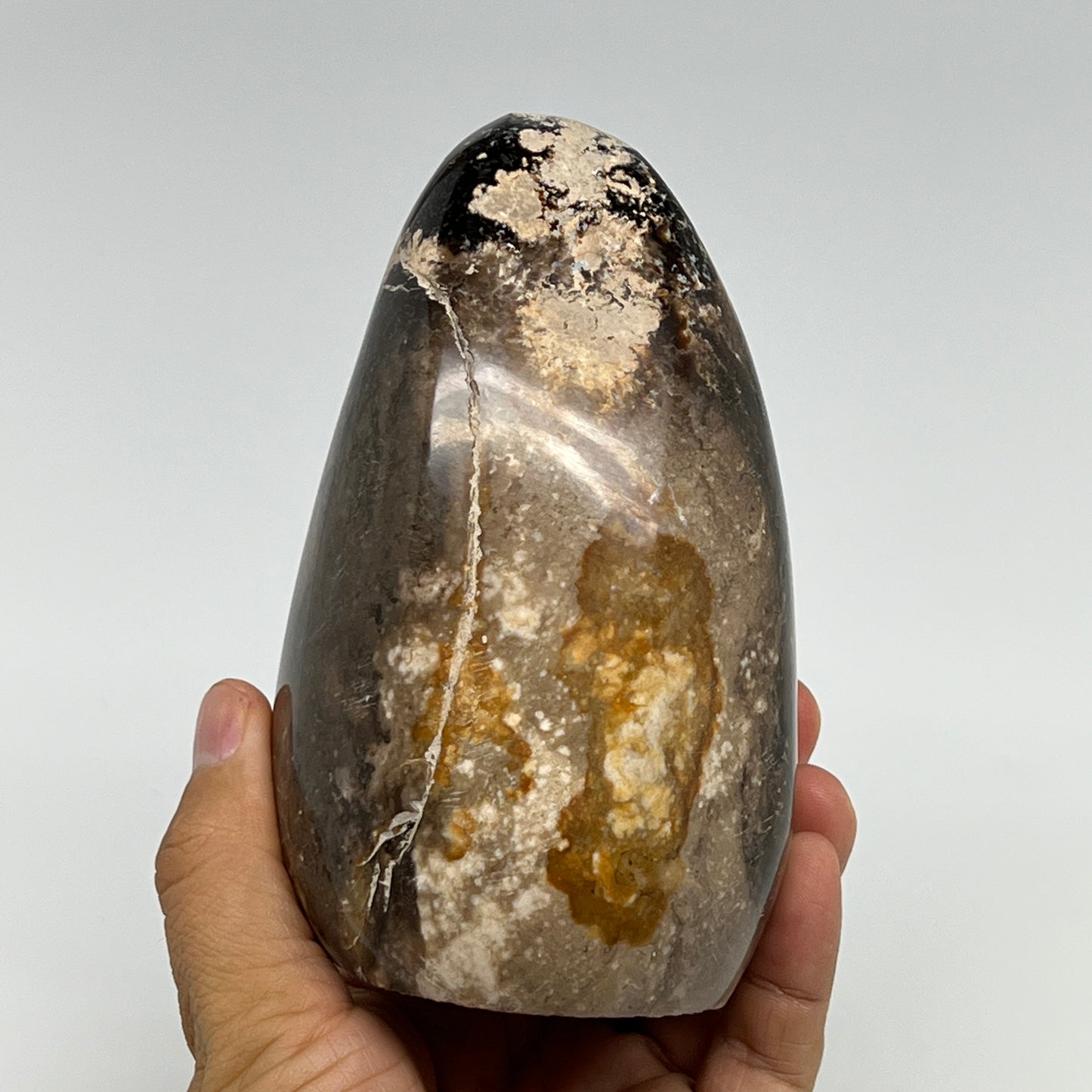 770g,4.8"x3"x2.8" Black Opal Freeform Polished Gemstone @Madagascar,B21096