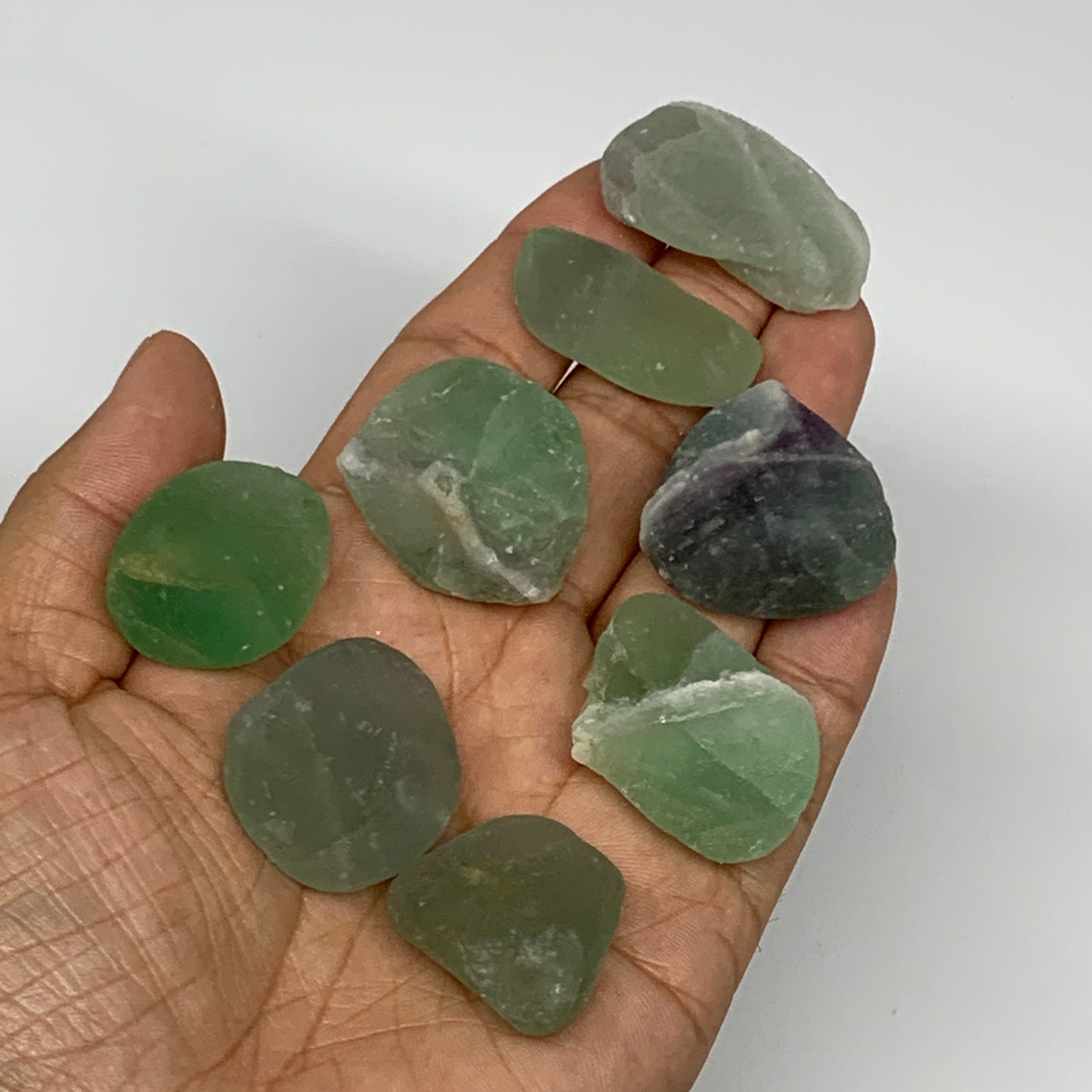148g,0.9"-1.4", 8pcs, Fluorite Tumbled Rough/Semi- Polished @Mexico, B18723