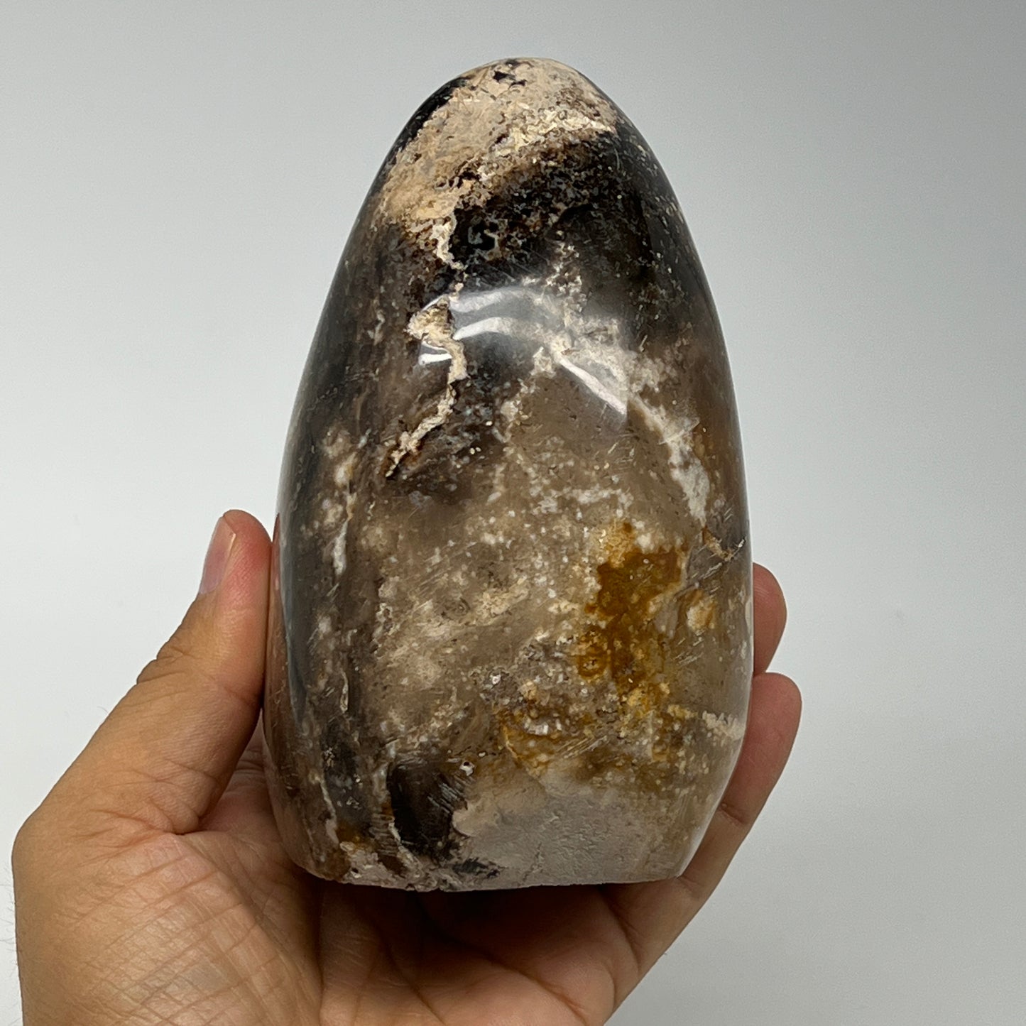 770g,4.8"x3"x2.8" Black Opal Freeform Polished Gemstone @Madagascar,B21096