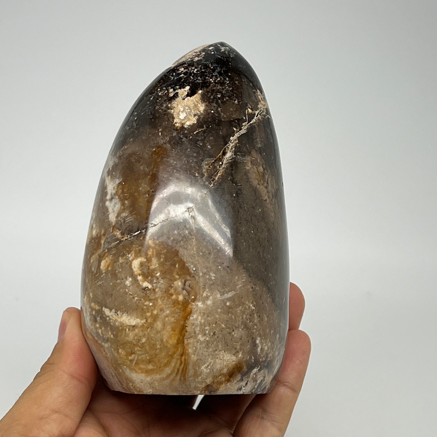 770g,4.8"x3"x2.8" Black Opal Freeform Polished Gemstone @Madagascar,B21096