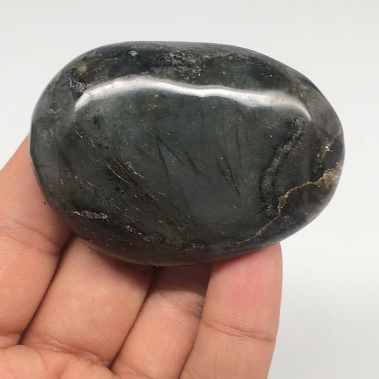 75.4g,2.3"x1.6"x0.7" Labradorite Palm-stone Tumbled Reiki @Madagascar,MSP319