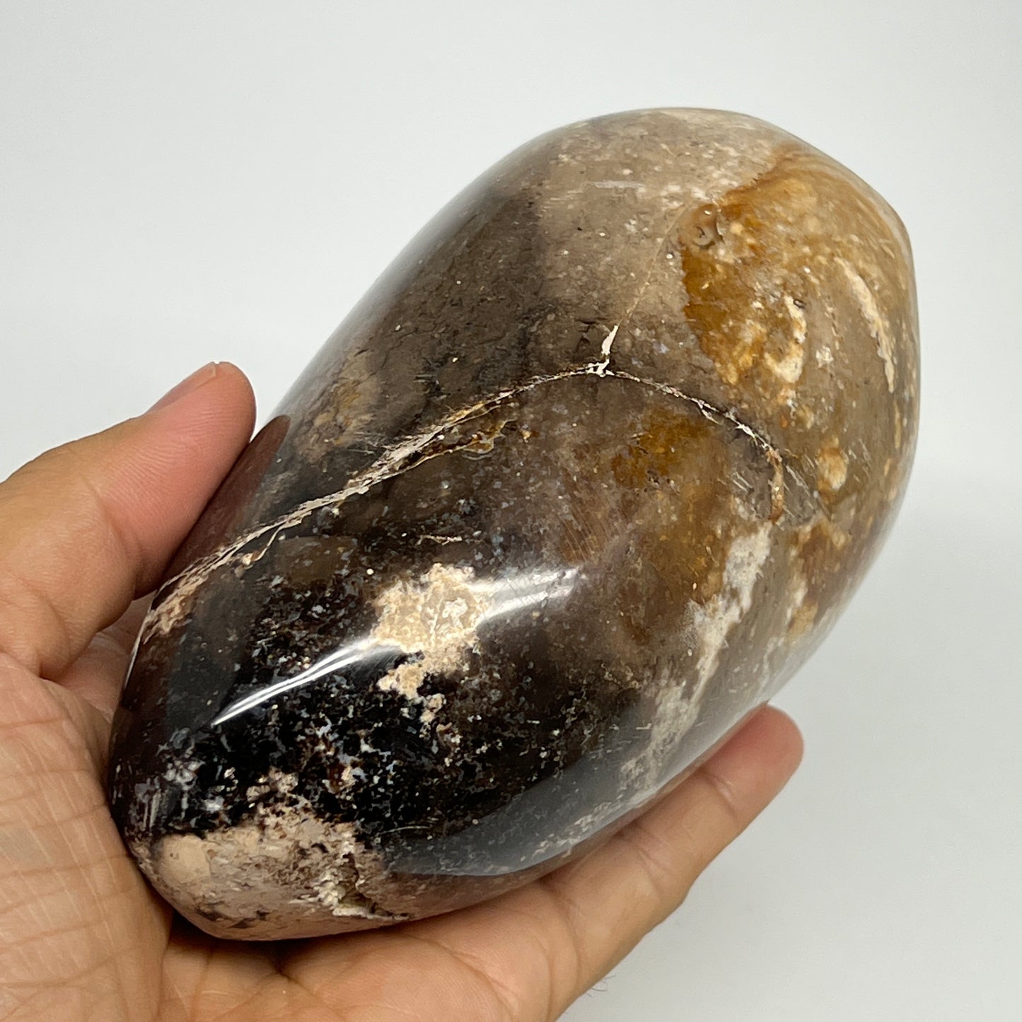 770g,4.8"x3"x2.8" Black Opal Freeform Polished Gemstone @Madagascar,B21096