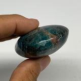 107.1g, 2.4"x1.7"x1", Blue Apatite Palm-Stone Polished from Madagascar, B16402