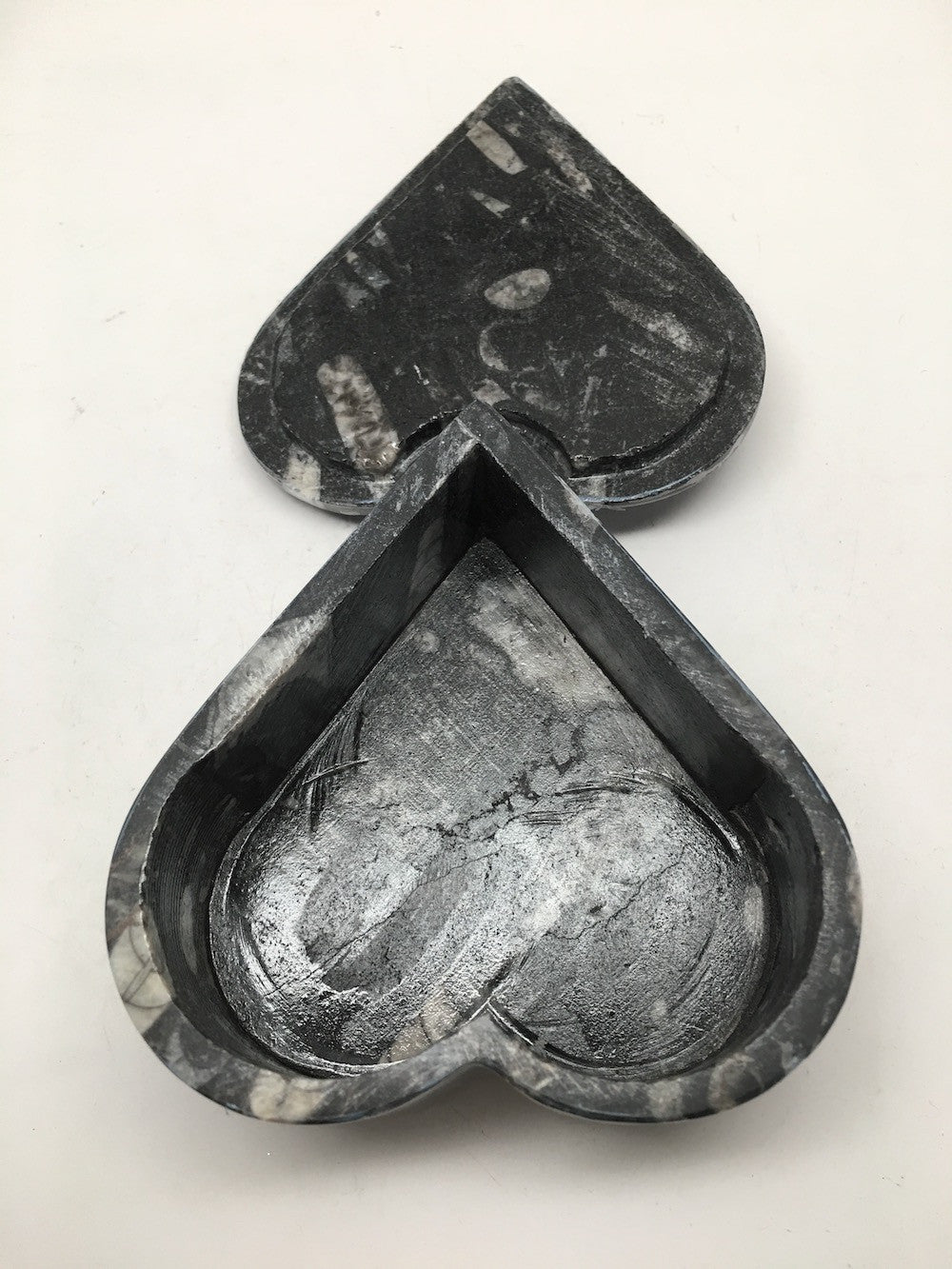 396 Grams Heart Fossils Orthoceras Handmade Black Jewelry Box @Morocco,MF505