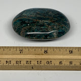 107.1g, 2.4"x1.7"x1", Blue Apatite Palm-Stone Polished from Madagascar, B16402