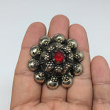 1.7"Antique Tribal Turkmen/kuchi Ring Round Red Boho Glass/Plastic,6 -9.5,TR139