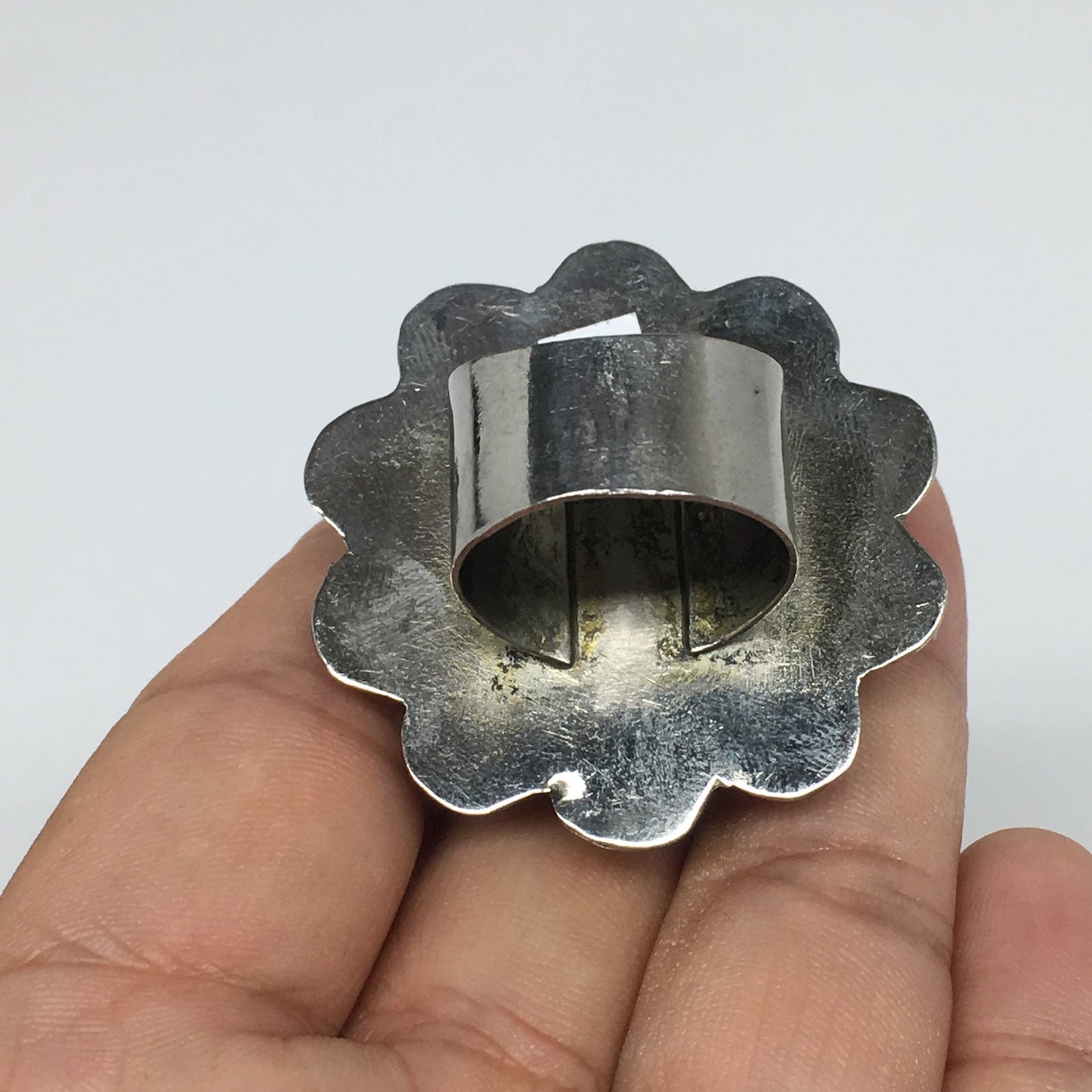 1.6"Antique Tribal Turk/Kuchi Ring Round Green Boho Glass/Plastic,8,8.5,TR195