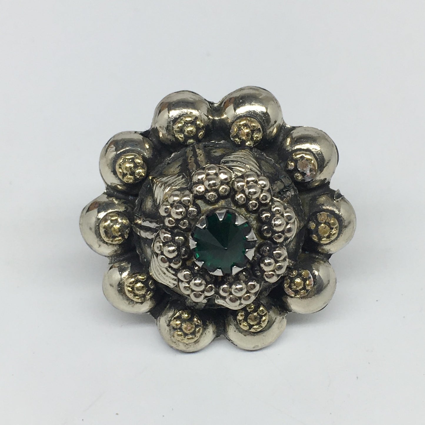 1.6"Antique Tribal Turk/Kuchi Ring Round Green Boho Glass/Plastic,8,8.5,TR195