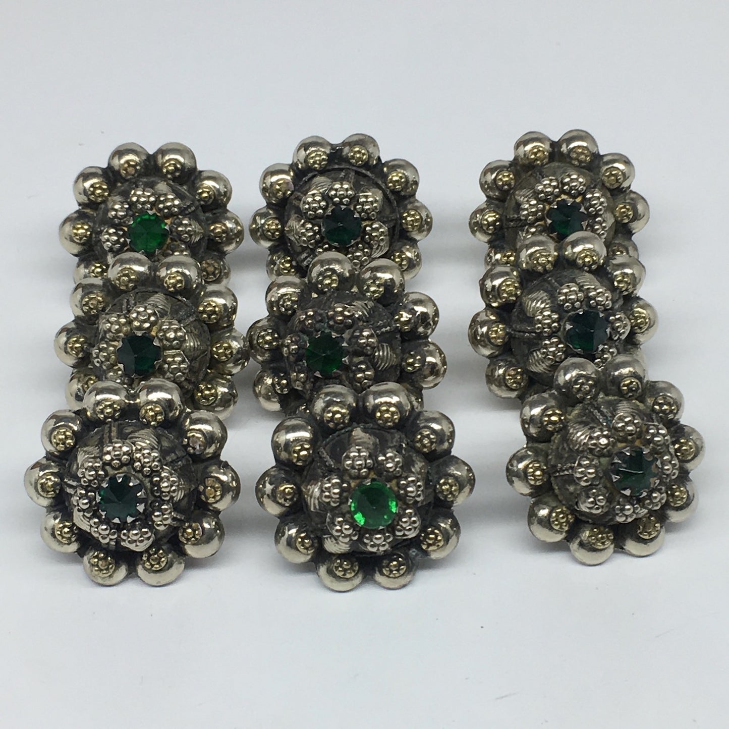 1.6"Antique Tribal Turk/Kuchi Ring Round Green Boho Glass/Plastic,8,8.5,TR195