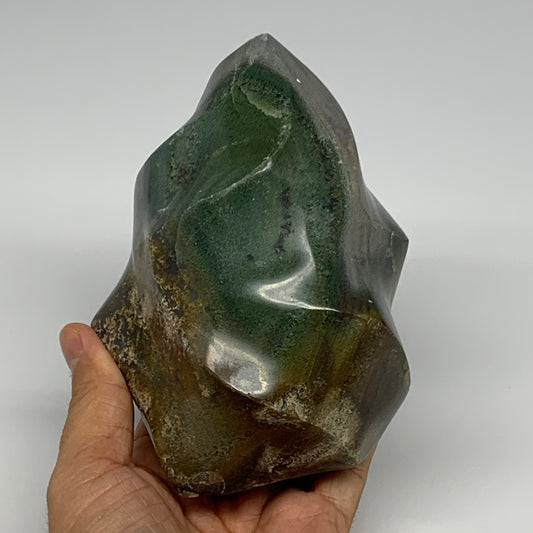 1070g, 5.1"x3.9"x3.3", Natural Ocean Jasper Flame Gemstones Reiki Tool, B19496