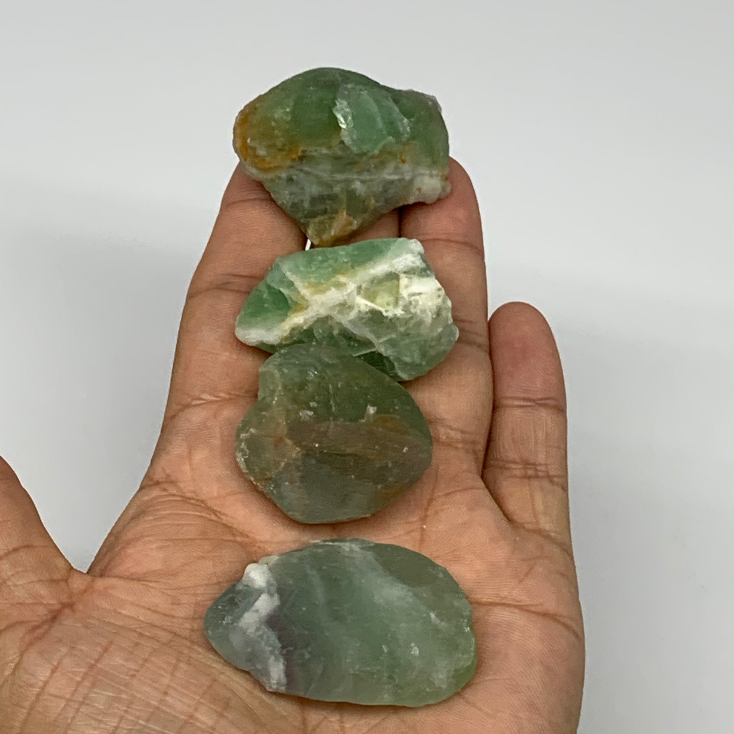 135.3g,1.3"-1.8", 4pcs, Fluorite Tumbled Rough/Semi- Polished @Mexico, B18730