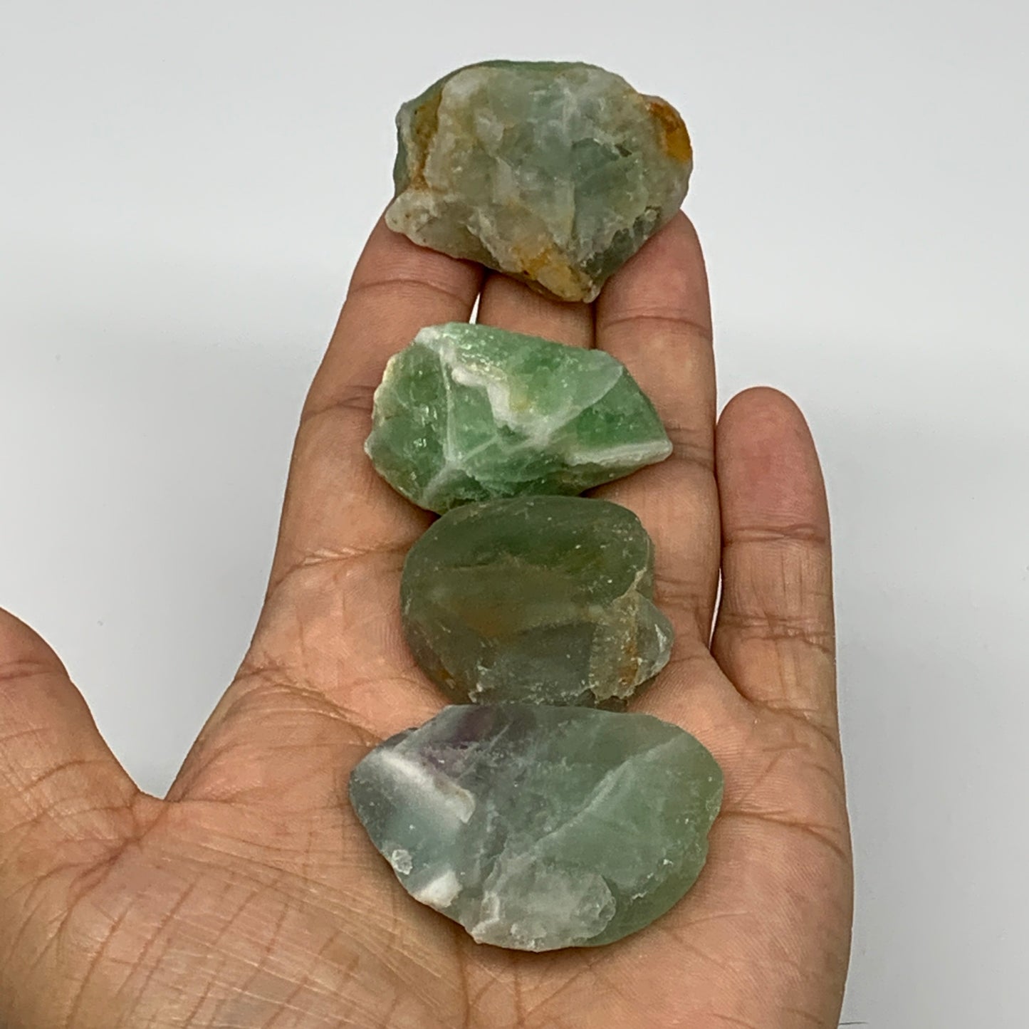 135.3g,1.3"-1.8", 4pcs, Fluorite Tumbled Rough/Semi- Polished @Mexico, B18730