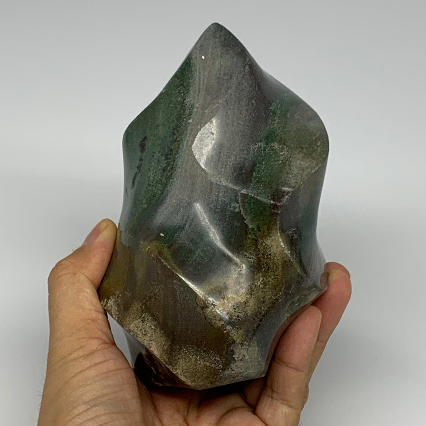 1070g, 5.1"x3.9"x3.3", Natural Ocean Jasper Flame Gemstones Reiki Tool, B19496