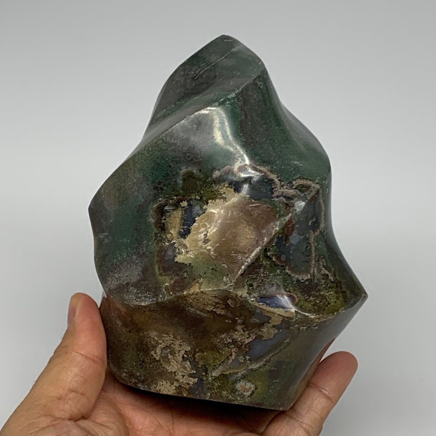 1070g, 5.1"x3.9"x3.3", Natural Ocean Jasper Flame Gemstones Reiki Tool, B19496