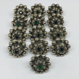 1.6"Antique Tribal Turk/Kuchi Ring Round Green Boho Glass/Plastic,8-9.5,TR196