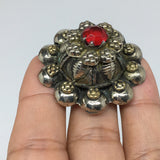 1.6"Antique Tribal Turk/Kuchi Ring Round Red Glass/Plastic,8,8.5,9.5,10, TR197