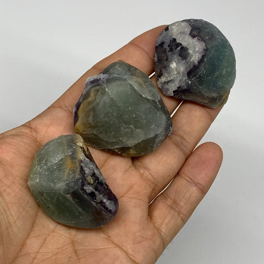 137.6g,1.5"-1.6", 3pcs, Fluorite Tumbled Rough/Semi- Polished @Mexico, B18731