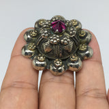 1.6"Antique Tribal Turk/Kuchi Ring Round Purple Glass/Plastic Boho,8,8.5,9,TR198