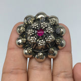 1.6"Antique Tribal Turk/Kuchi Ring Round Purple Glass/Plastic Boho,7.5,8,9,TR199