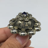 1.6"Antique Tribal Turk/Kuchi Ring Round Purple Glass/Plastic Boho,8,8.5,TR202