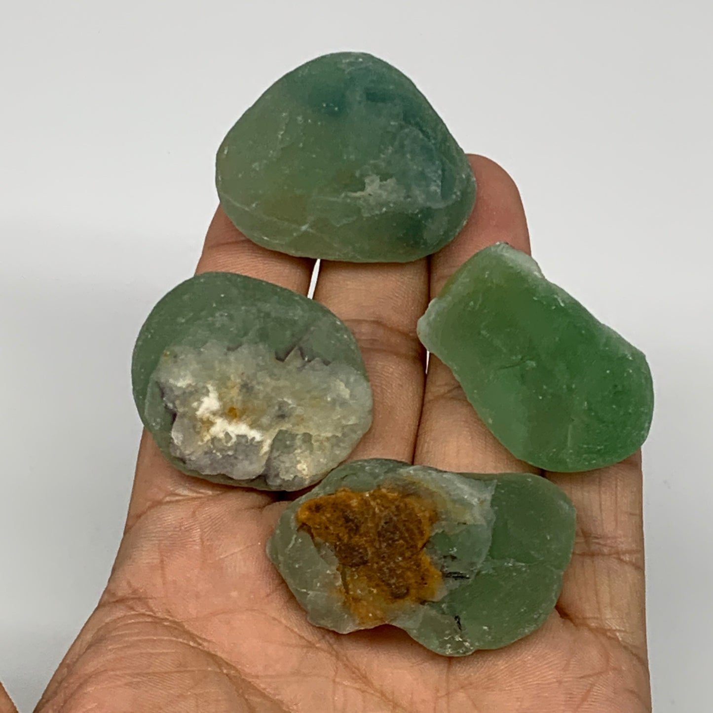 138.7g,1.3"-1.7", 4pcs, Fluorite Tumbled Rough/Semi- Polished @Mexico, B18736