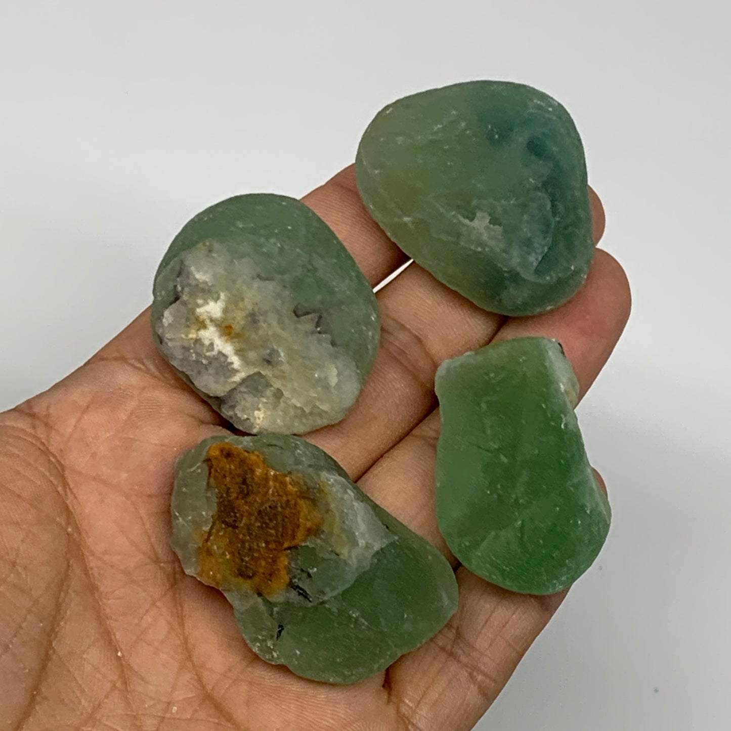 138.7g,1.3"-1.7", 4pcs, Fluorite Tumbled Rough/Semi- Polished @Mexico, B18736