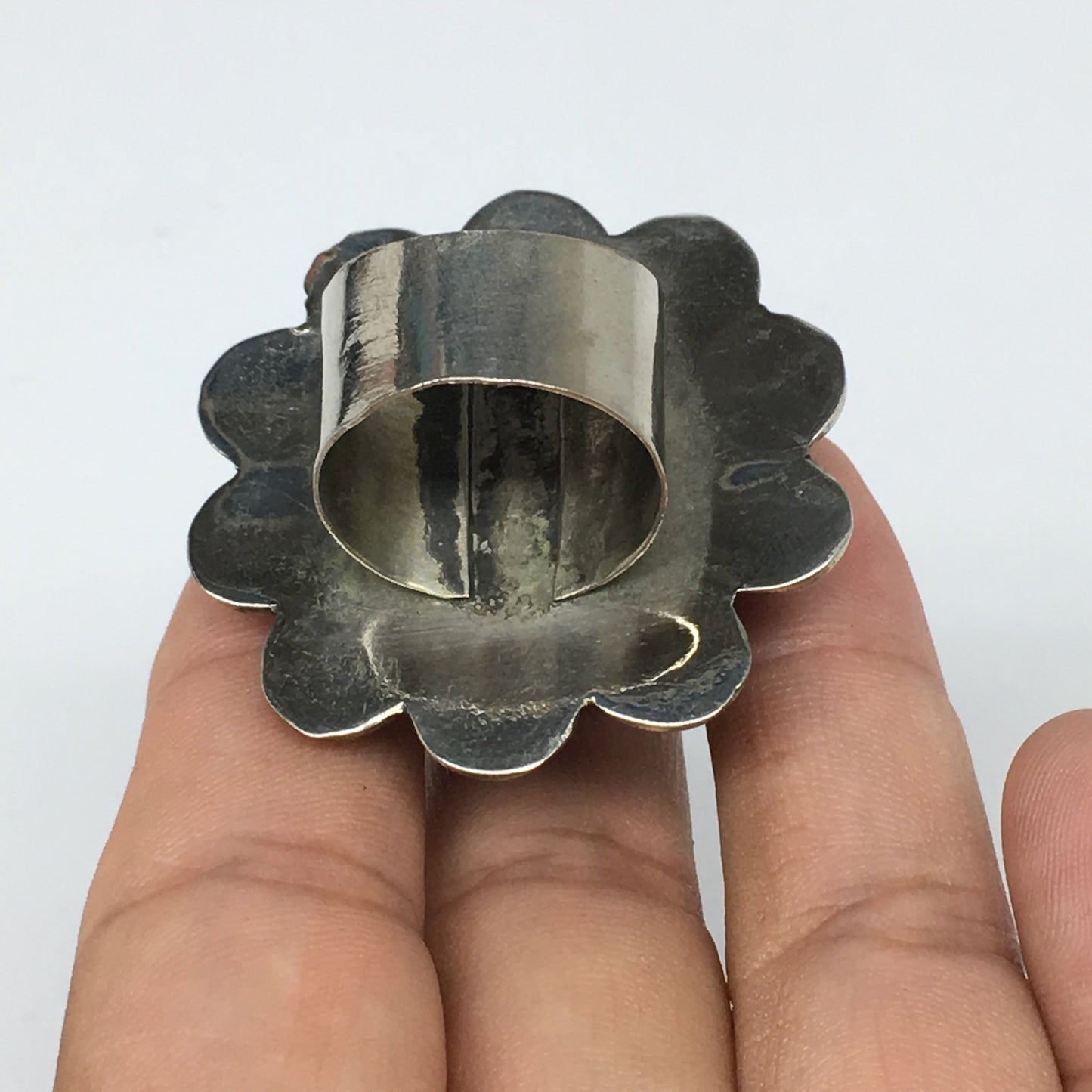 1.6"Antique Tribal Turk/Kuchi Ring Round Purple Glass/Plastic Boho,8,8.5,TR203