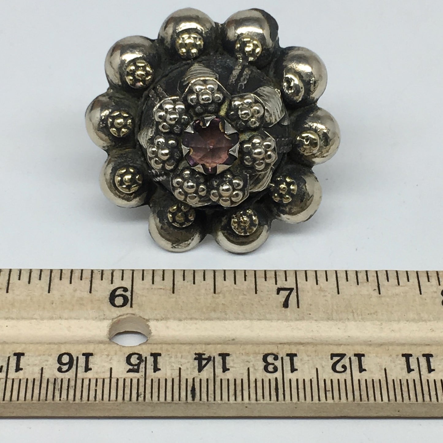 1.6"Antique Tribal Turk/Kuchi Ring Round Purple Glass/Plastic Boho,8,8.5,TR203