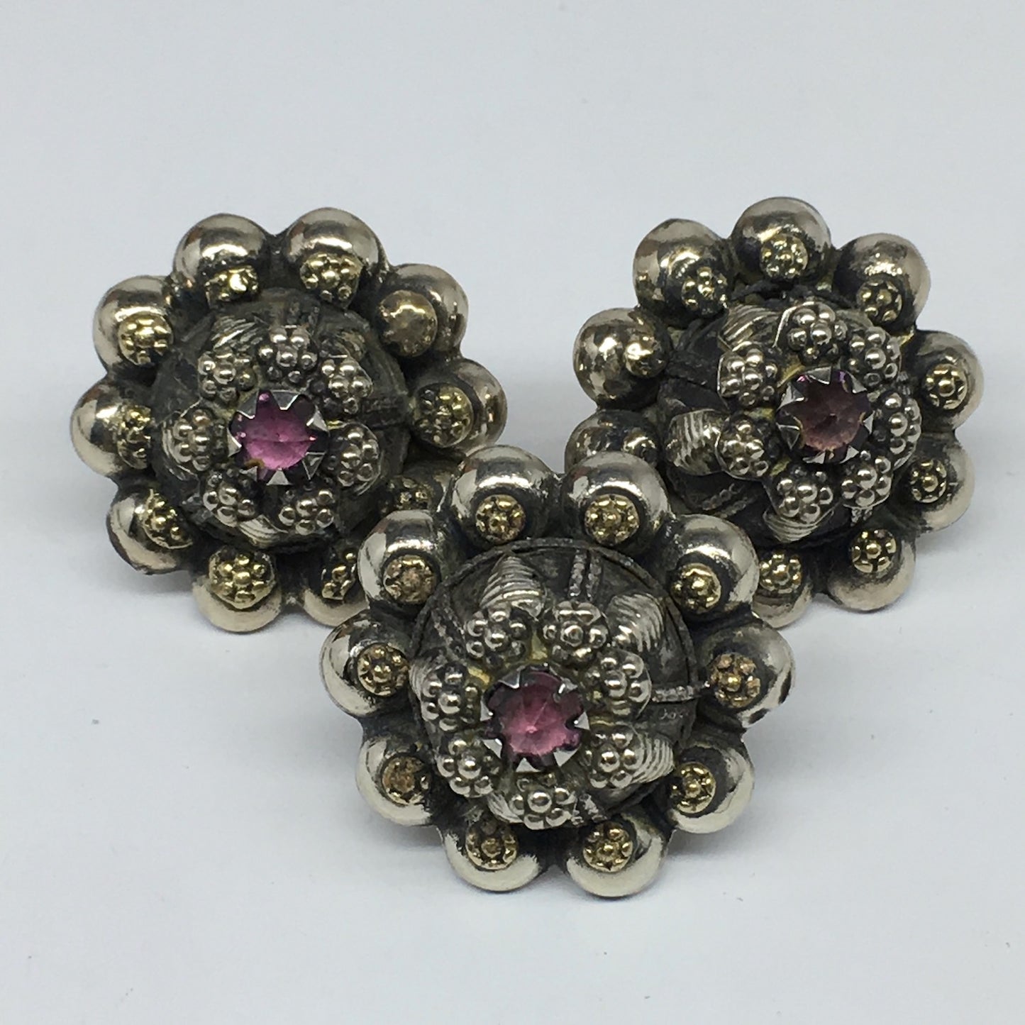 1.6"Antique Tribal Turk/Kuchi Ring Round Purple Glass/Plastic Boho,8,8.5,TR203