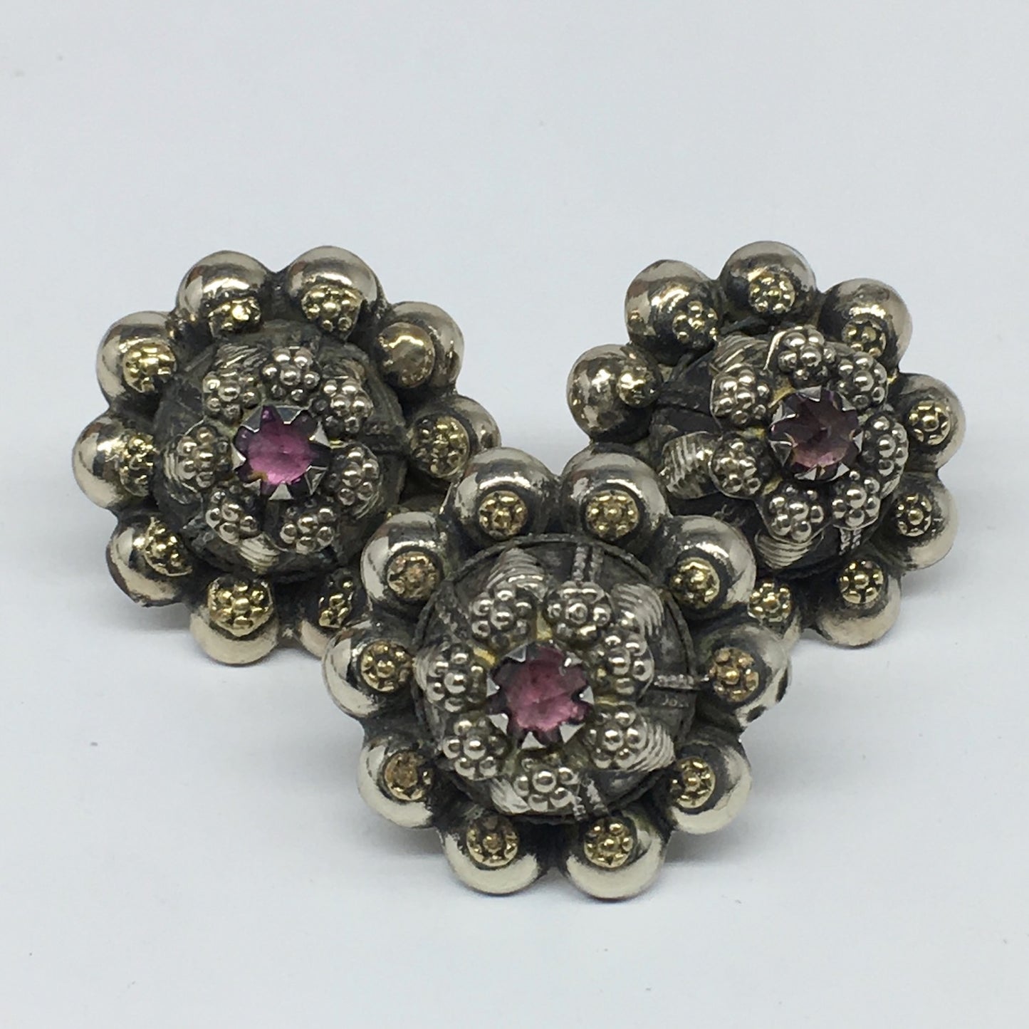 1.6"Antique Tribal Turk/Kuchi Ring Round Purple Glass/Plastic Boho,8,8.5,TR203