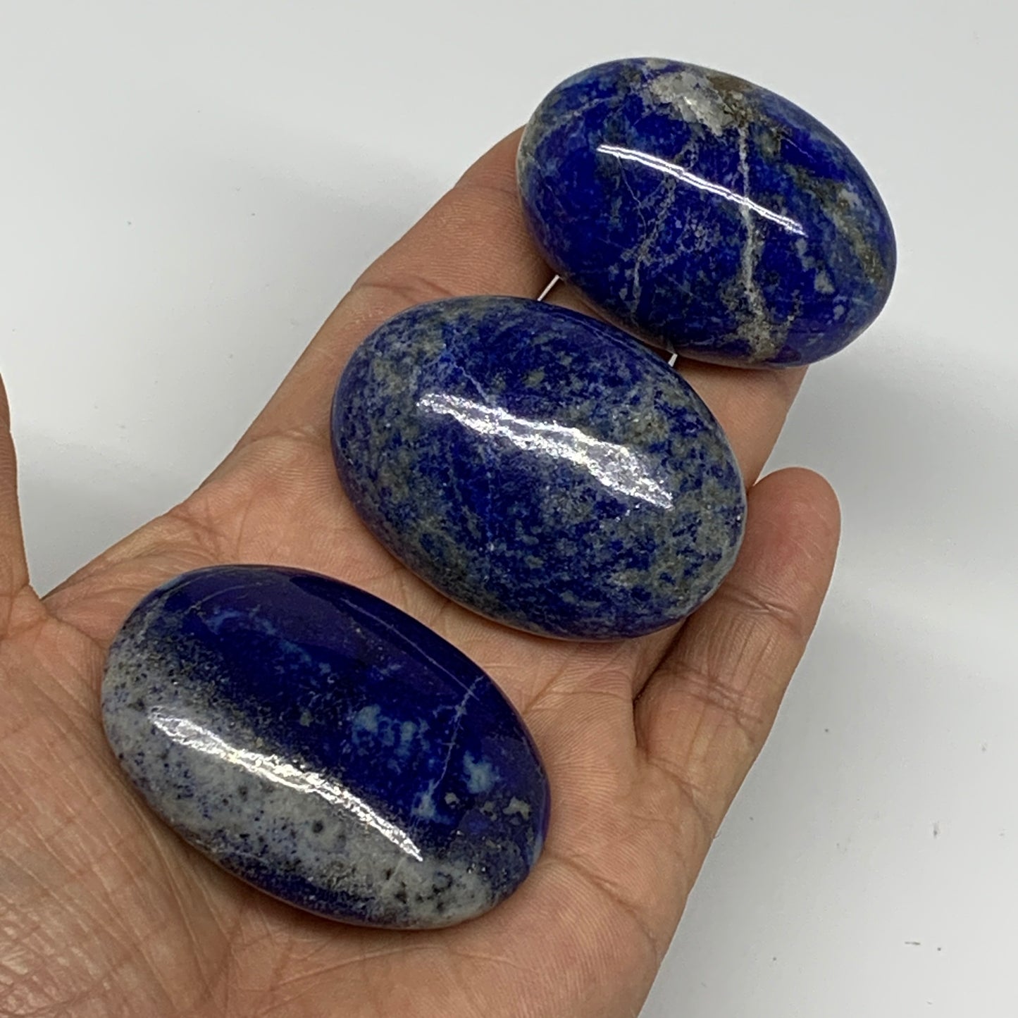 203.2g, 1.9"-2.1",3pcs, Natural Lapis Lazuli Palm Stone @Afghanistan, B26364