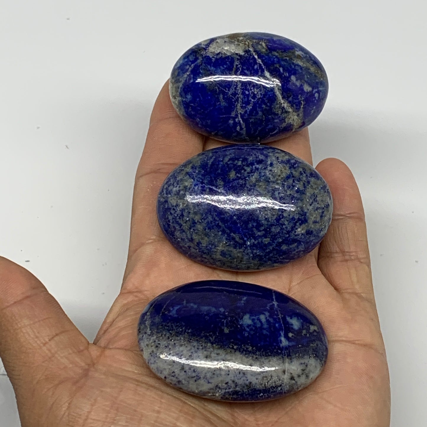 203.2g, 1.9"-2.1",3pcs, Natural Lapis Lazuli Palm Stone @Afghanistan, B26364