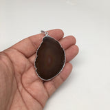 89.5 cts Brown Agate Slice Pendant Electroplated Silver Plated from Brazil, C982