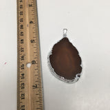89.5 cts Brown Agate Slice Pendant Electroplated Silver Plated from Brazil, C982