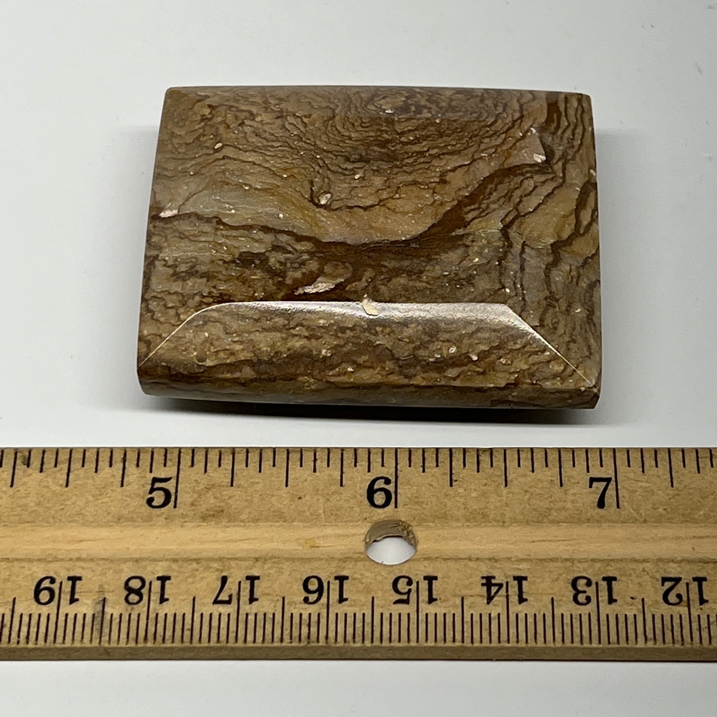 88.3g, 2.2"x1.8"x0.7" Picture Jasper Rectangular Gemstone Home Decor, B20175