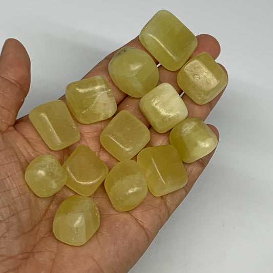 151.2g, 0.7"-1", 13pcs, Natural Lemon Calcite Tumbled Stones @Afghanistan, B2676