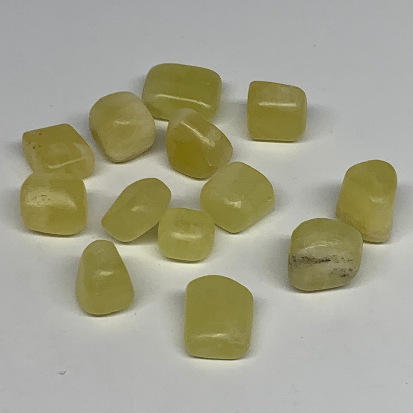 151.2g, 0.7"-1", 13pcs, Natural Lemon Calcite Tumbled Stones @Afghanistan, B2676