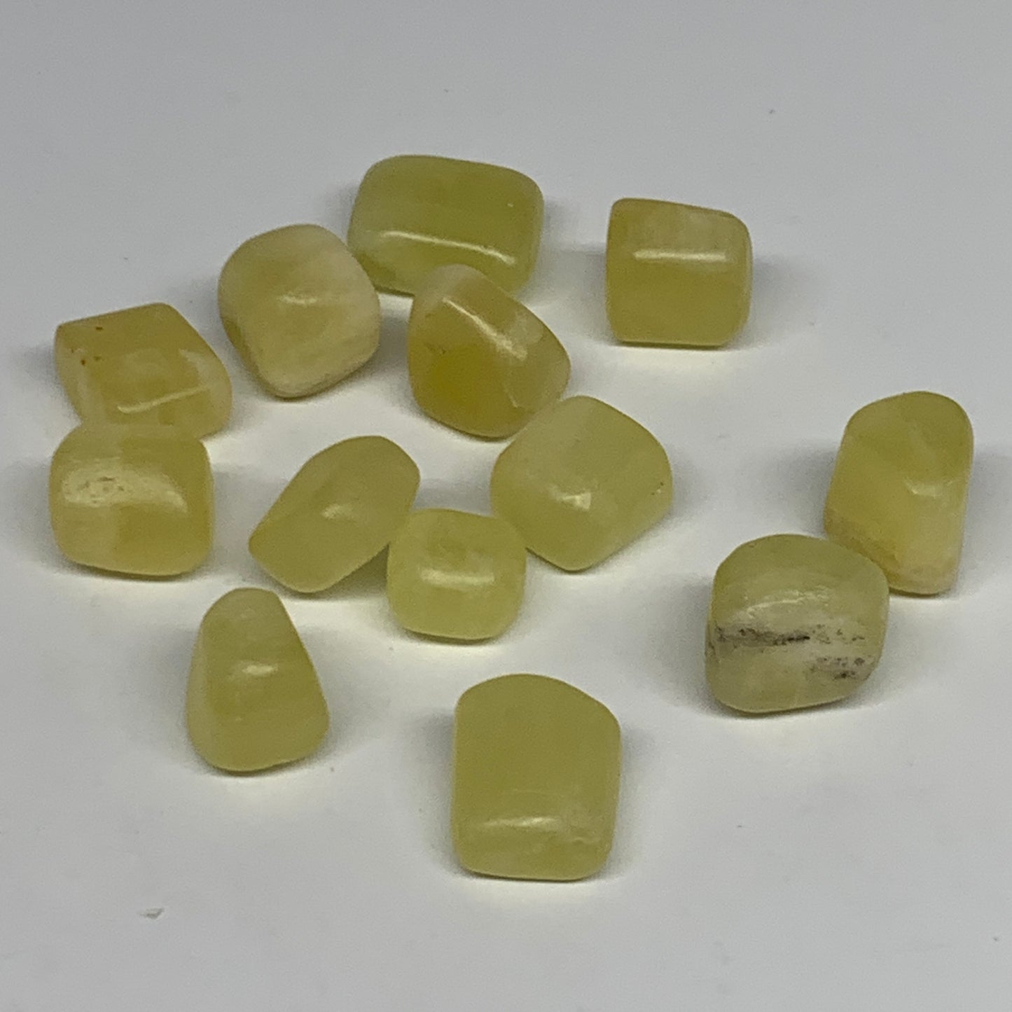 151.2g, 0.7"-1", 13pcs, Natural Lemon Calcite Tumbled Stones @Afghanistan, B2676