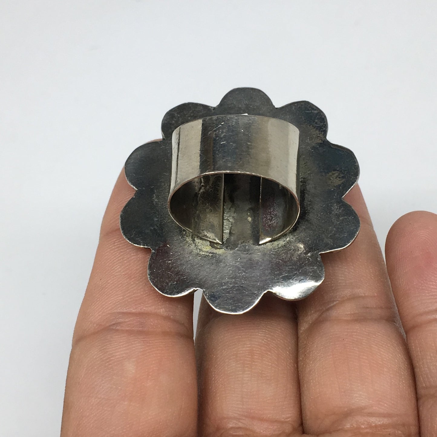 1.6"Antique Tribal Turkmen Kuchi Ring Round Red Glass Plastic Boho,8.5,TR210