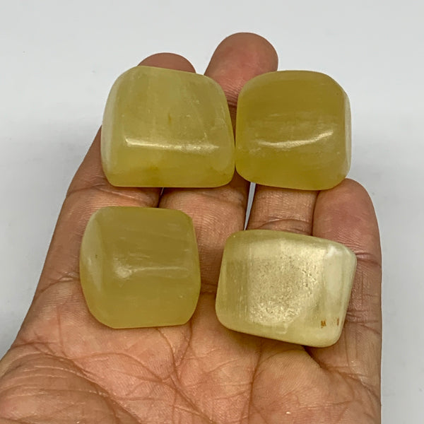 108.7g, 0.9"-1.1", 4pcs, Natural Lemon Calcite Tumbled Stones @Afghanistan, B267