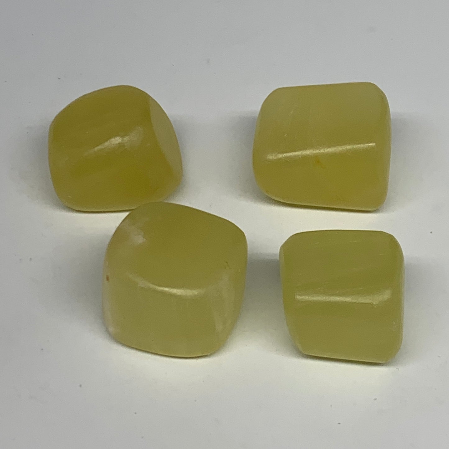 108.7g, 0.9"-1.1", 4pcs, Natural Lemon Calcite Tumbled Stones @Afghanistan, B267