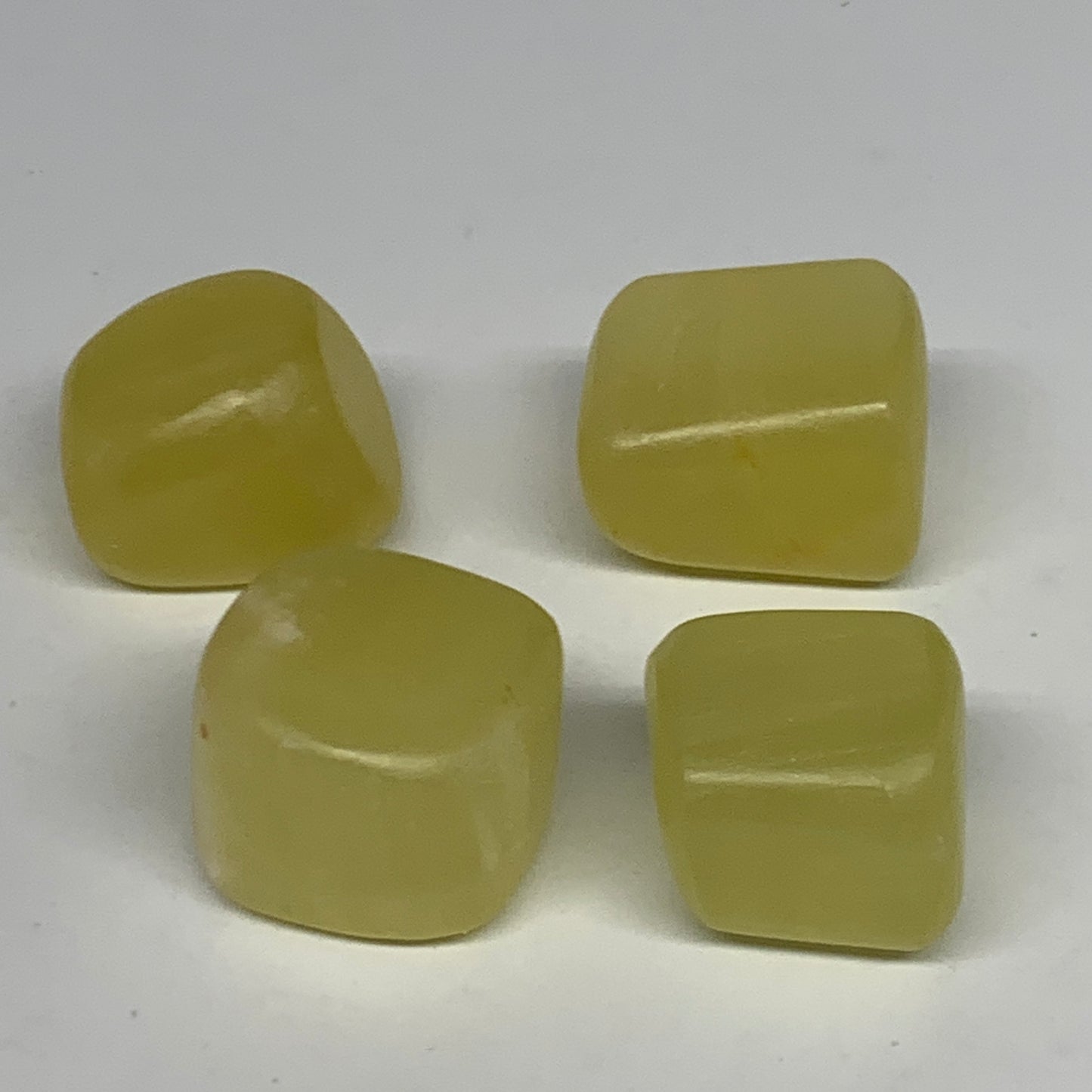 108.7g, 0.9"-1.1", 4pcs, Natural Lemon Calcite Tumbled Stones @Afghanistan, B267