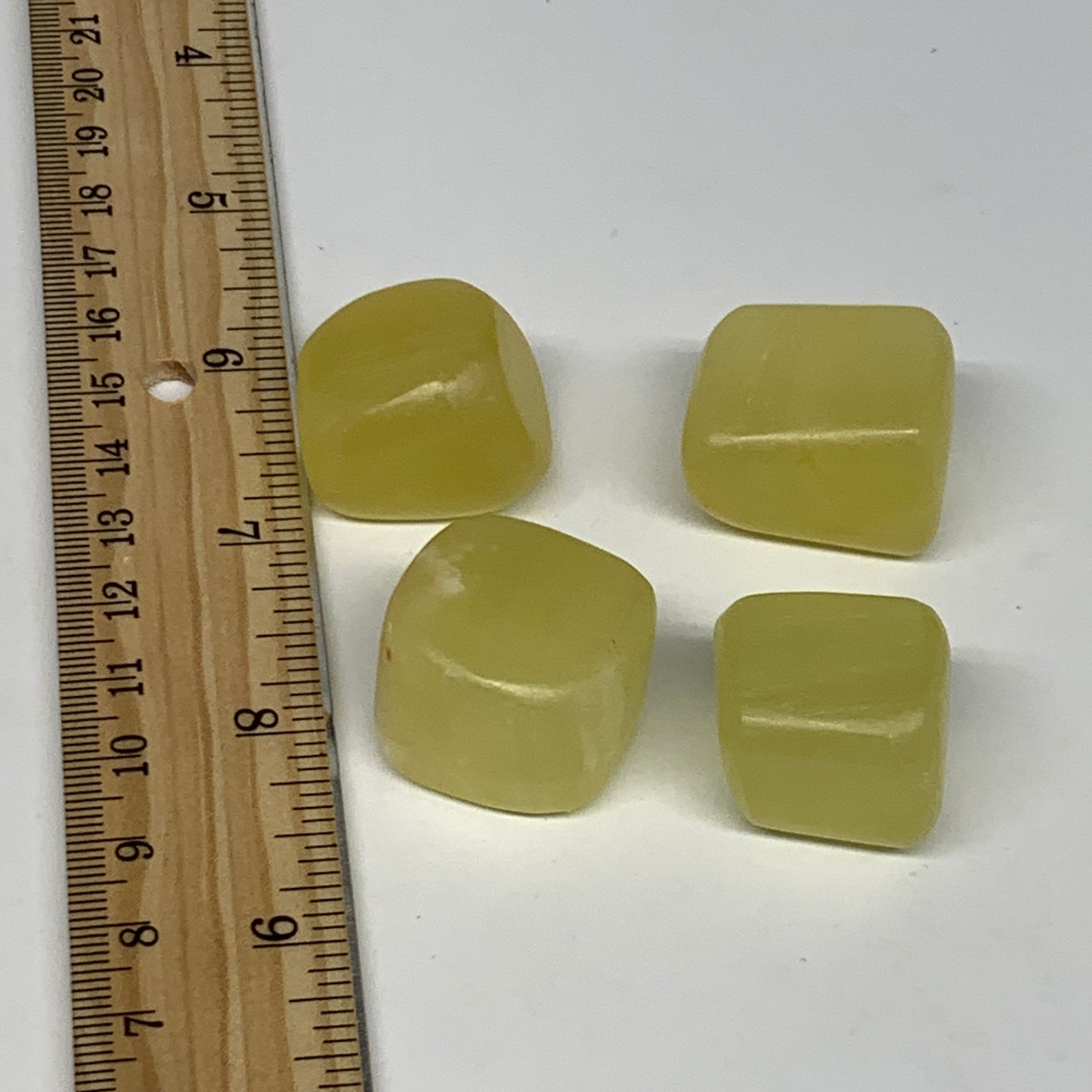 108.7g, 0.9"-1.1", 4pcs, Natural Lemon Calcite Tumbled Stones @Afghanistan, B267