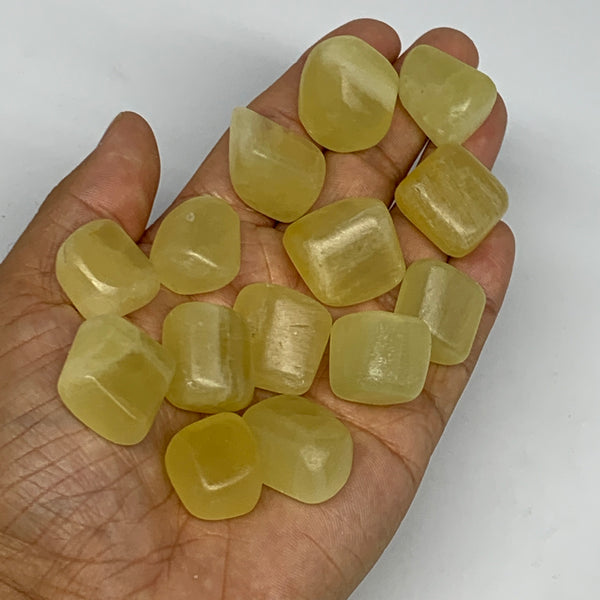 162g, 0.6"-0.9", 14pcs, Natural Lemon Calcite Tumbled Stones @Afghanistan, B2676