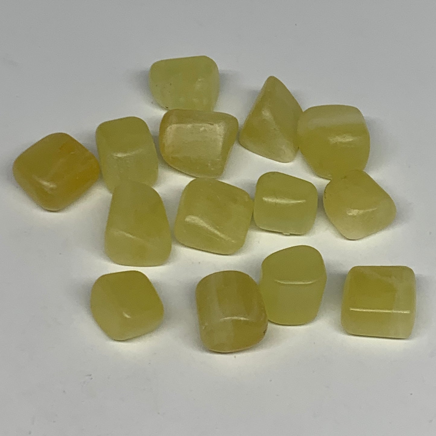 162g, 0.6"-0.9", 14pcs, Natural Lemon Calcite Tumbled Stones @Afghanistan, B2676