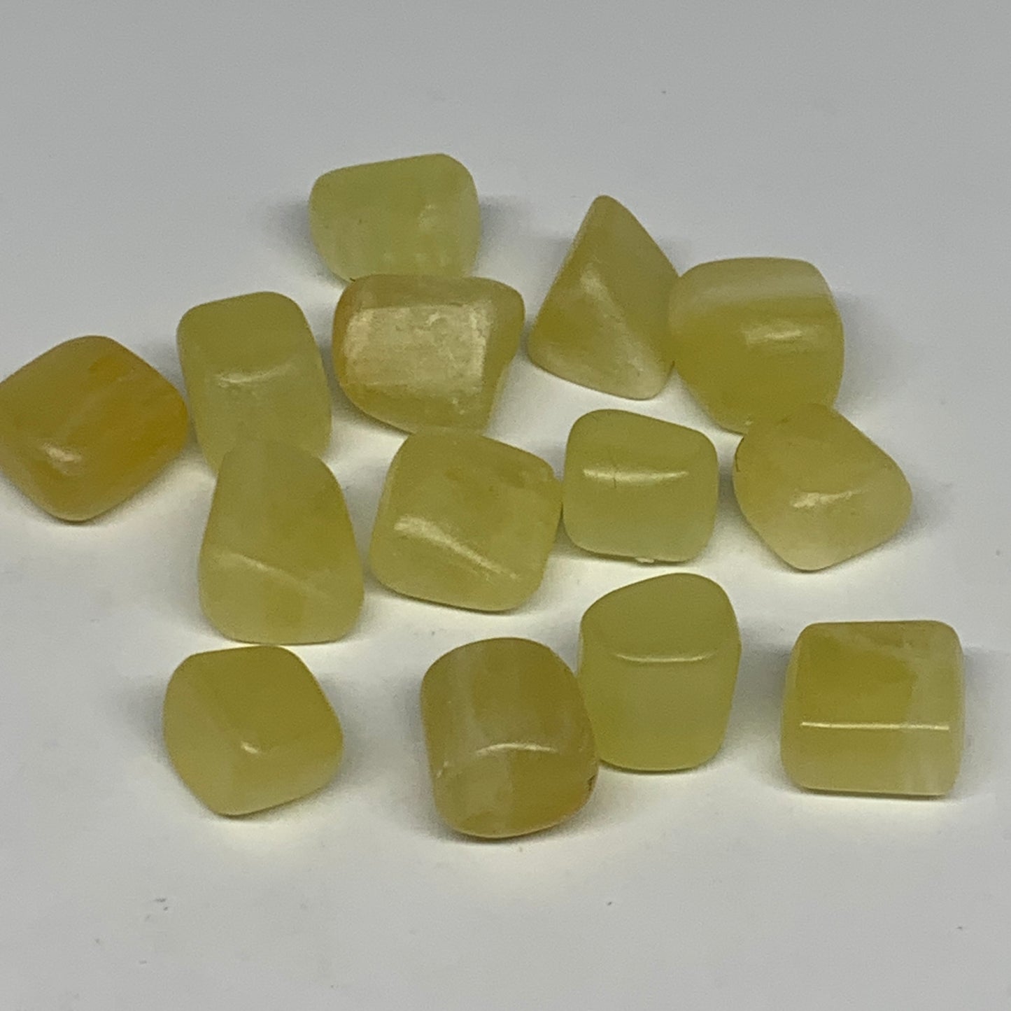 162g, 0.6"-0.9", 14pcs, Natural Lemon Calcite Tumbled Stones @Afghanistan, B2676