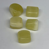 148.1g, 0.9"-1.2", 5pcs, Natural Lemon Calcite Tumbled Stones @Afghanistan, B267